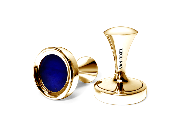 Een paar luxe, hoogwaardige, exclusieve en handgemaakte High End manchetknopen in 18 kt Geelgoud met Lapis Lazuli - MII